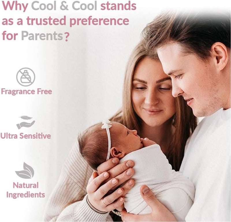 Cool & Cool Water Content Wipes - 64 Count, 99% Water, Fragrance Free - Image 2